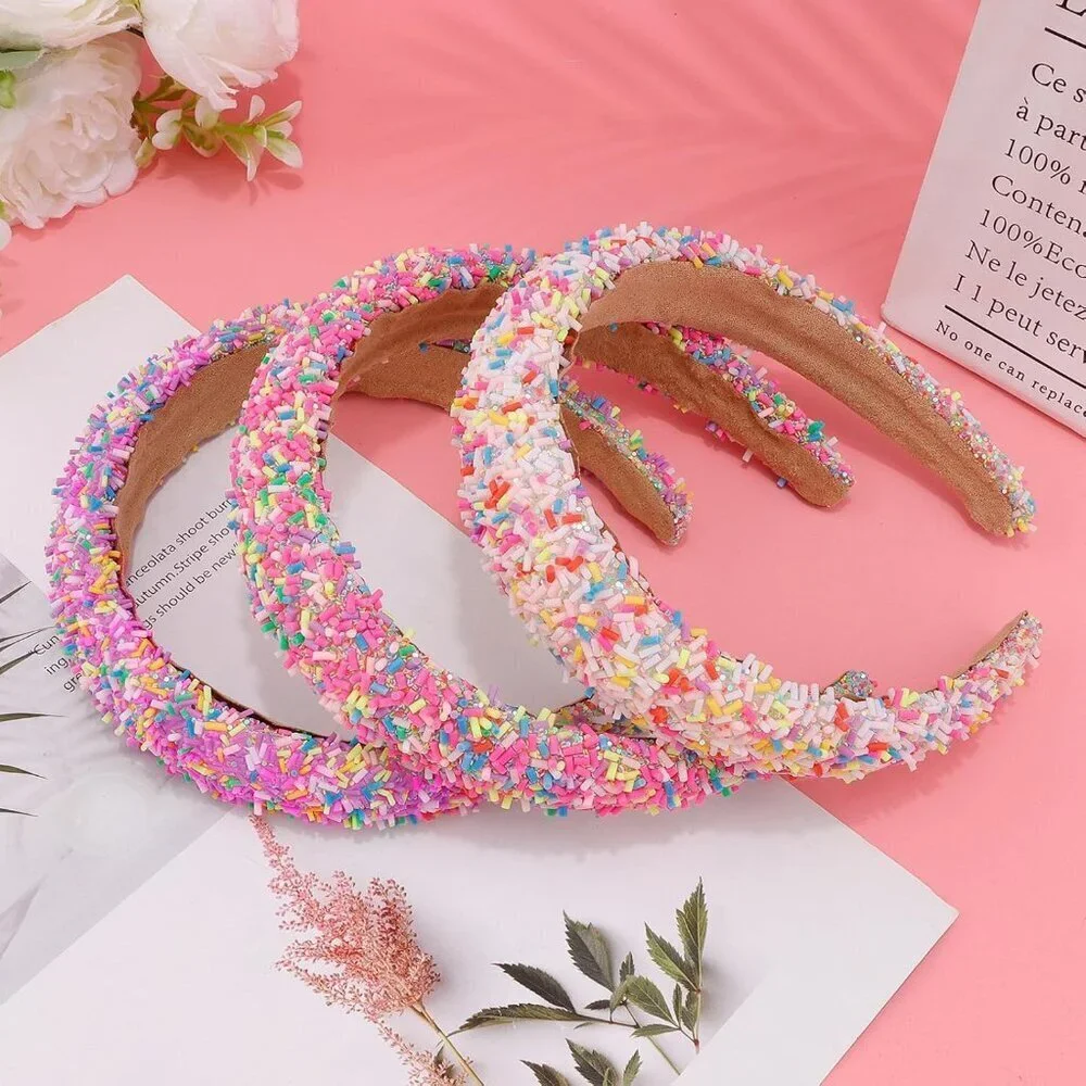 Colorful Glitter Padded Headbands for Women Casual and Party wear